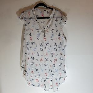 Sheer Anchor Print Top